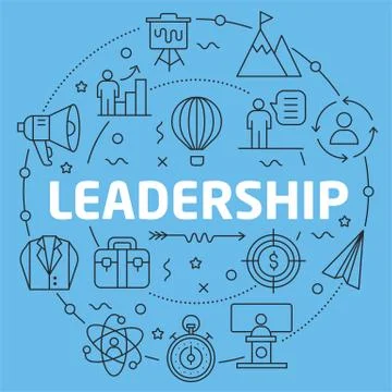 Blue Line Flat Circle illustration leadership Illustrazione stock