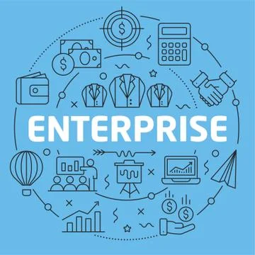 Blue Line Flat Circle illustration enterprise Stock Illustration