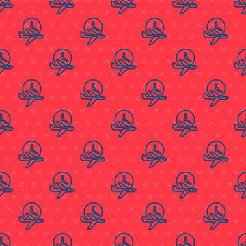 Blue line Flight time icon isolated seamless pattern on red background. Vector Stock Illustration