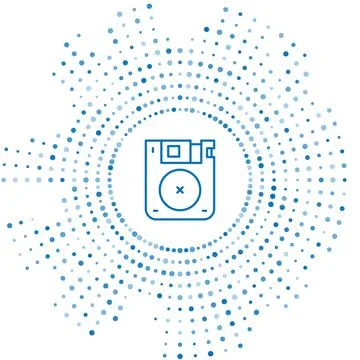 Blue line Floppy disk for computer data storage icon isolated on white Stock Illustration