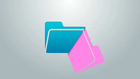 Blue line Folder with screwdriver and wrench icon isolated on grey background Stock Footage 145036593