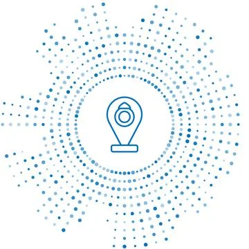 Blue line Front facade building jewelry store icon isolated on white background Ilustración de archivo