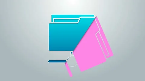 Blue line FTP folder icon isolated on grey background. Software update, transfer Stock Footage 145299253
