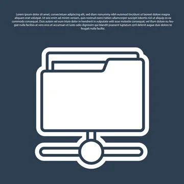 Blue line FTP folder icon isolated on blue background. Software update, transfer イラスト素材