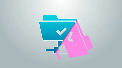 Blue line FTP operation successful icon isolated on grey background. Software Vídeos de archivo 144960663