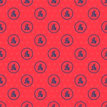 Blue line Function mathematical symbol icon isolated seamless pattern on red Stock Illustration