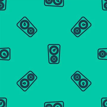 Blue line Gauge scale icon isolated seamless pattern on green background Illustrazione stock