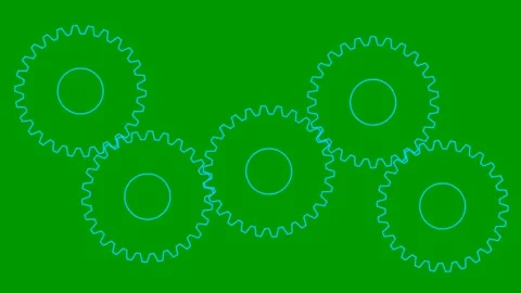 Blue line gears spin green Stock Footage 252284589