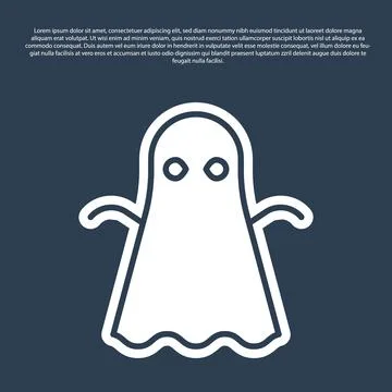 Blue line Ghost icon isolated on blue background. Happy Halloween party.  V.. Stock Illustration
