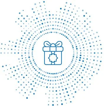 Blue line Gift box icon isolated on white background. Holy month, Ramadan Stock Illustration