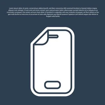 Blue line Glass screen protector for smartphone icon isolated on blue backg.. Illustrazione stock