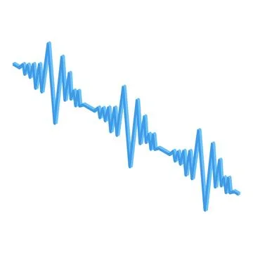 Blue line graph showing market volatility and fluctuations Stock Illustration