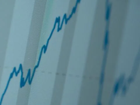 Blue line graph on striped background 스톡 사진