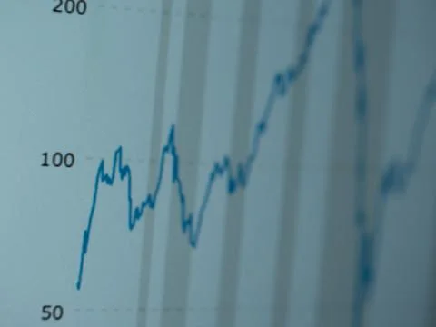 Blue line graph on striped background 스톡 사진