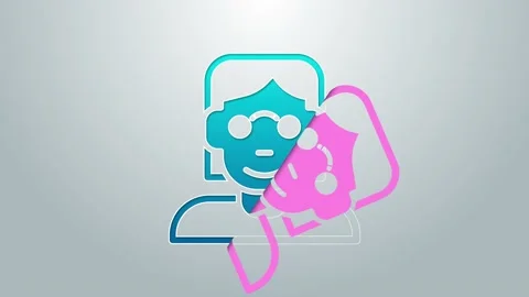 Blue line Hacker or coder icon isolated on grey background. Programmer developer Stock Footage 155481360