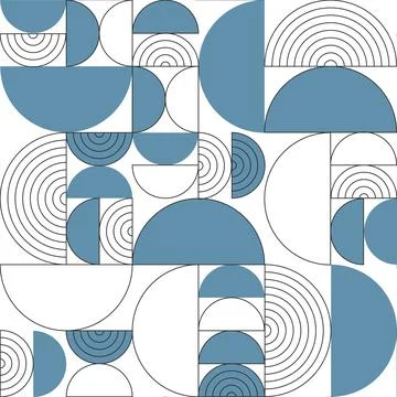 Blue Line Half Circle Seamless Pattern Stock Illustration