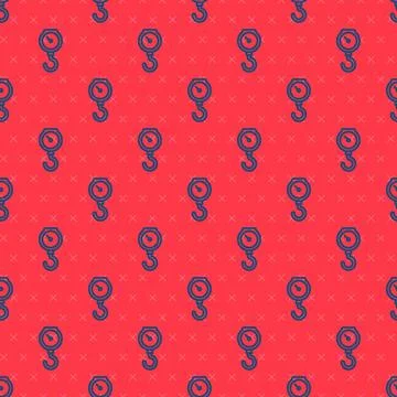 Blue line Hand scale spring mechanical icon isolated seamless pattern on red Illustrazione stock