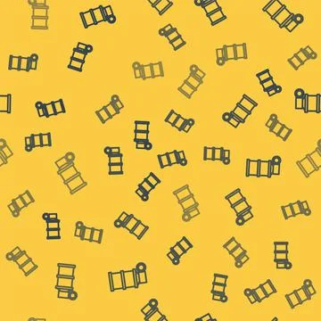 Blue line Hand smoke grenade icon isolated seamless pattern on yellow background 库存插图