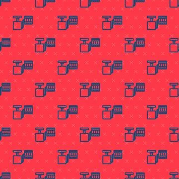 Blue line Handle detonator for dynamite icon isolated seamless pattern on r.. Stock Illustration
