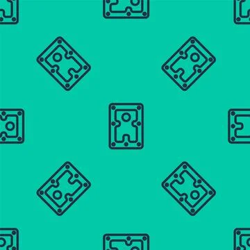 Blue line Hard disk drive HDD icon isolated seamless pattern on green background Stock Illustration