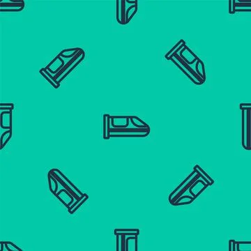 Blue line High-speed train icon isolated seamless pattern on green background イラスト素材