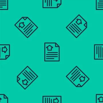 Blue line House contract icon isolated seamless pattern on green background.. Stock Illustration