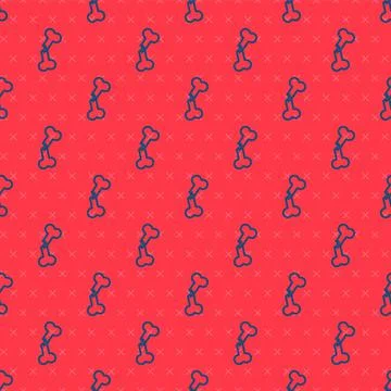 Blue line Human broken bone icon isolated seamless pattern on red background 스톡 일러스트