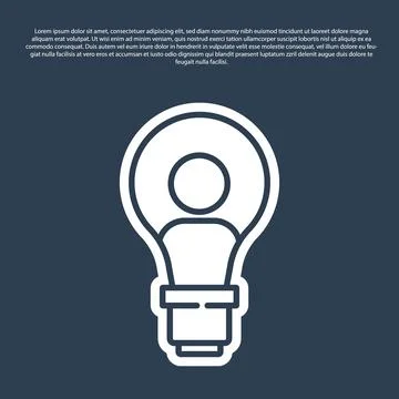 Blue line Human head with lamp bulb icon isolated on blue background.  Vector Stock Illustration