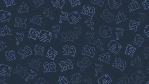 Blue line icons float over dark background 库存影片 332153931