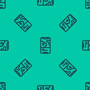Blue line Infographic of city map navigation icon isolated seamless pattern on Illustrazione stock