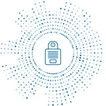 Blue line Intercom icon isolated on white background. Abstract circle random Stock Illustration