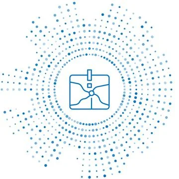 Blue line Intersection point icon isolated on white background. Abstract circle 스톡 일러스트