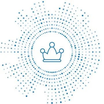 Blue line Jester hat with bells isolated on white background. Clown icon Stock Illustration