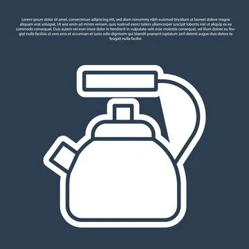 Blue line Kettle with handle icon isolated on blue background. Teapot icon Illustration