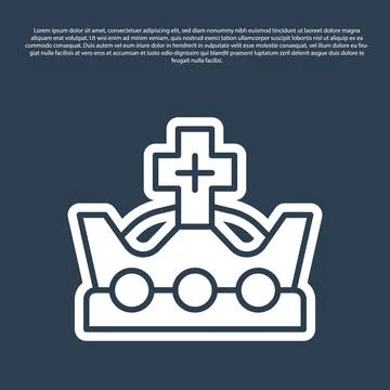 Blue line King crown icon isolated on blue background.  Vector Stock Illustration