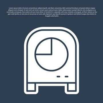 Blue line Kitchen timer icon isolated on blue background. Cooking utensil Illustrazione stock