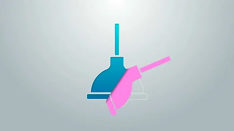 Blue line Lamp hanging icon isolated on grey background. Ceiling lamp light bulb Video stock 145501271