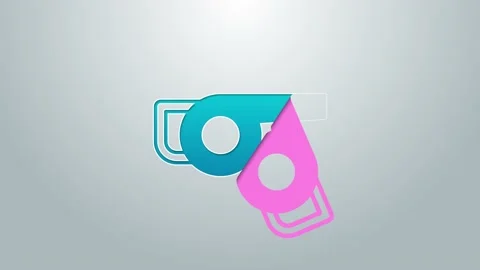 Blue line Leaf garden blower icon isolated on grey background. 4K Video motion Stock Footage 155475327
