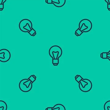 Blue line Light bulb with concept of idea icon isolated seamless pattern on Illustrazione stock