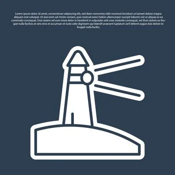 Blue line Lighthouse icon isolated on blue background.  Vector Stock Illustration