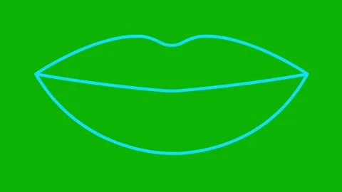 Blue line lips green Stock Footage 256796078