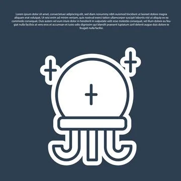 Blue line Magic ball icon isolated on blue background. Crystal ball.  Vector 스톡 일러스트