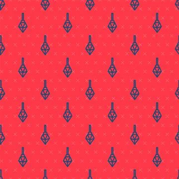 Blue line Magic stone icon isolated seamless pattern on red background. Fanta Stock Illustration