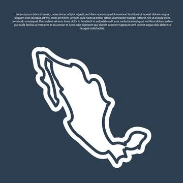Blue line Map of mexican icon isolated on blue background. Vector Stock Illustration