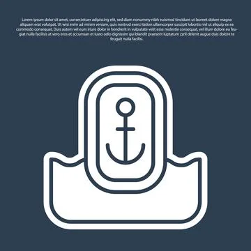 Blue line Map pointer with anchor icon isolated on blue background. Vector Stock Illustration