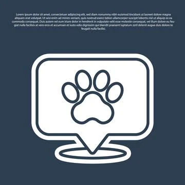 Blue line Map pointer with veterinary medicine hospital, clinic or pet shop for Stock Illustration
