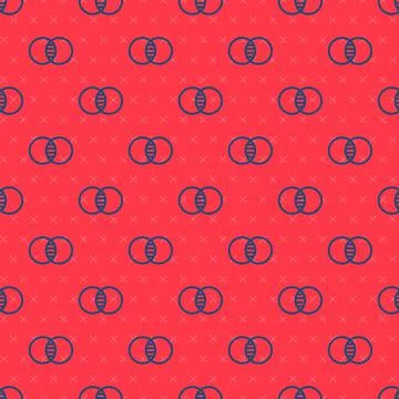 Blue line Mathematics sets A and B icon isolated seamless pattern on red 스톡 일러스트