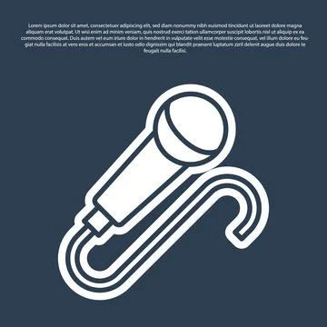 Blue line Microphone icon isolated on blue background. On air radio mic mic.. Illustrazione stock