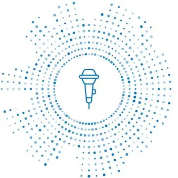 Blue line Microphone icon isolated on white background. On air radio mic micr Stock Illustration