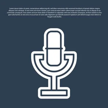 Blue line Microphone icon isolated on blue background. On air radio mic mic.. Illustrazione stock